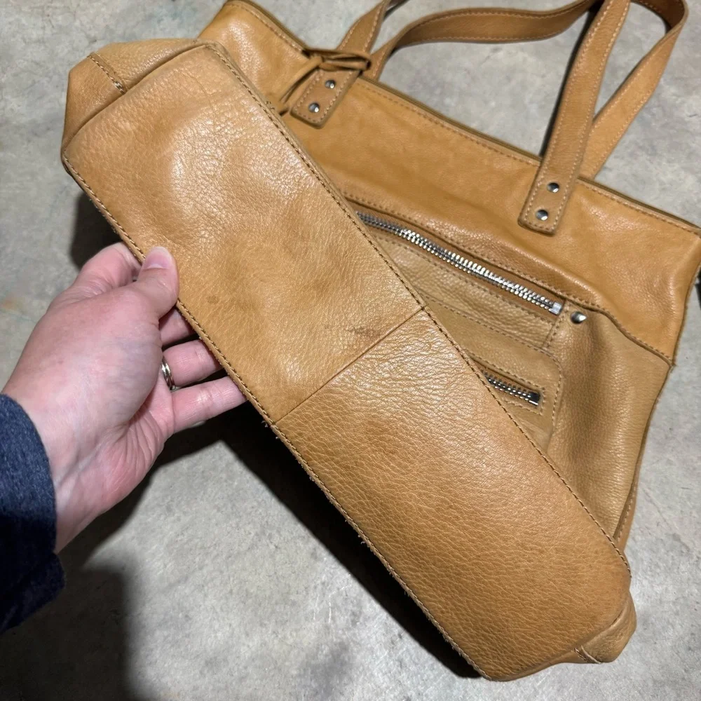 Fossil Tan Leather Shoulder Tote Bag‎ Purse Boho Hippie Western Southwest Fall